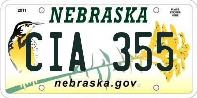 NE license plate CIA355