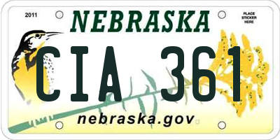 NE license plate CIA361