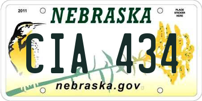 NE license plate CIA434