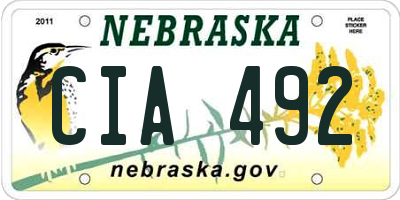 NE license plate CIA492