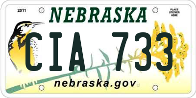 NE license plate CIA733