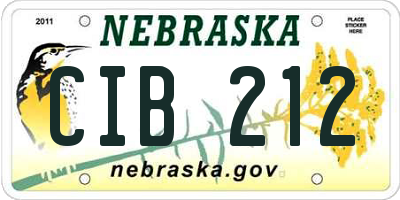 NE license plate CIB212