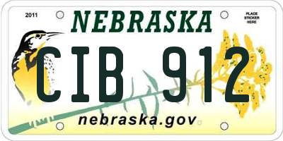 NE license plate CIB912