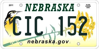 NE license plate CIC152