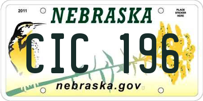 NE license plate CIC196