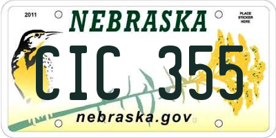 NE license plate CIC355