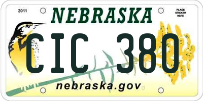 NE license plate CIC380