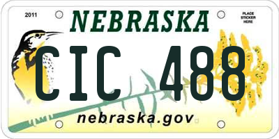 NE license plate CIC488