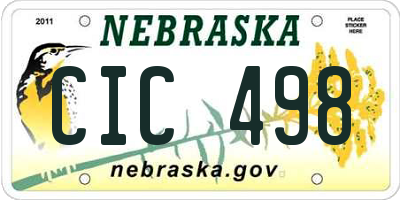 NE license plate CIC498