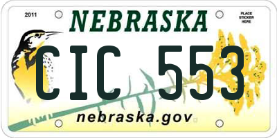 NE license plate CIC553