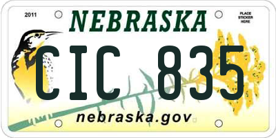NE license plate CIC835