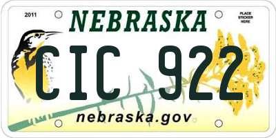 NE license plate CIC922