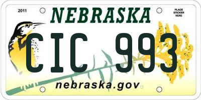 NE license plate CIC993