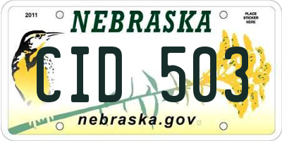 NE license plate CID503