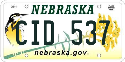 NE license plate CID537