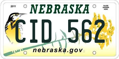 NE license plate CID562