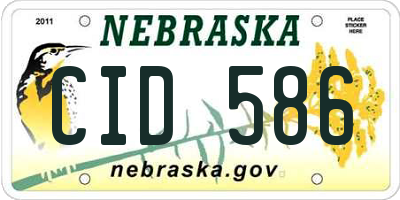 NE license plate CID586