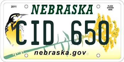 NE license plate CID650