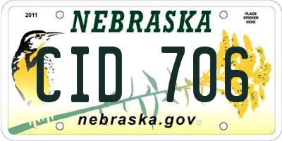 NE license plate CID706