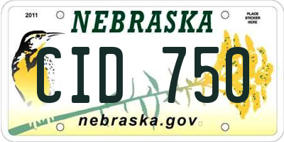 NE license plate CID750