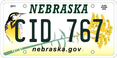 NE license plate CID767