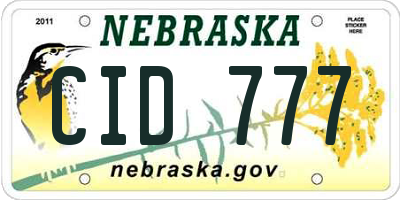 NE license plate CID777