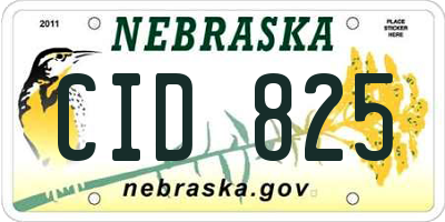 NE license plate CID825