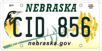 NE license plate CID856