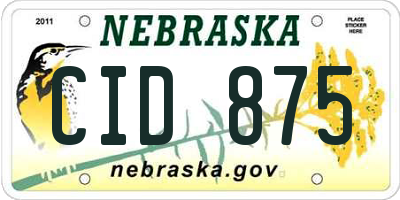 NE license plate CID875