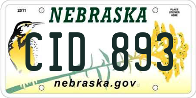 NE license plate CID893