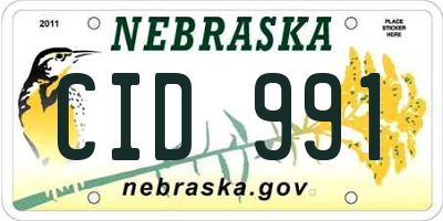 NE license plate CID991