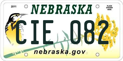 NE license plate CIE082