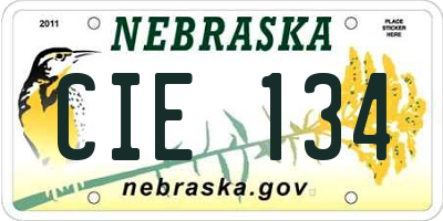 NE license plate CIE134