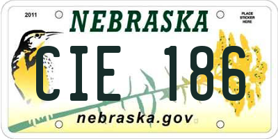 NE license plate CIE186
