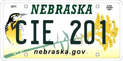 NE license plate CIE201
