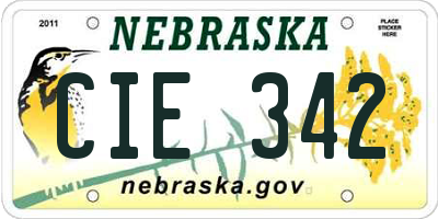 NE license plate CIE342