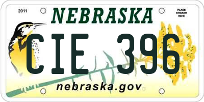NE license plate CIE396