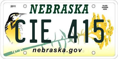 NE license plate CIE415