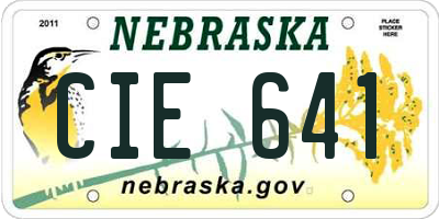 NE license plate CIE641