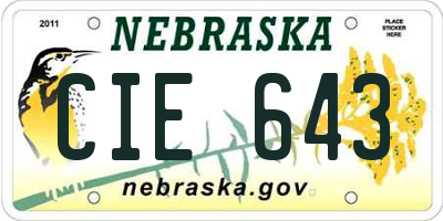 NE license plate CIE643