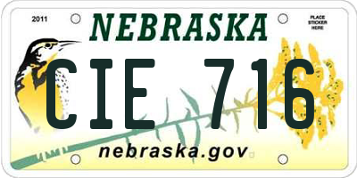 NE license plate CIE716