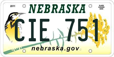 NE license plate CIE751