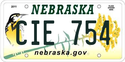 NE license plate CIE754