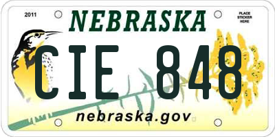 NE license plate CIE848