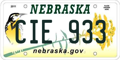 NE license plate CIE933