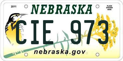 NE license plate CIE973