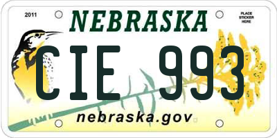 NE license plate CIE993