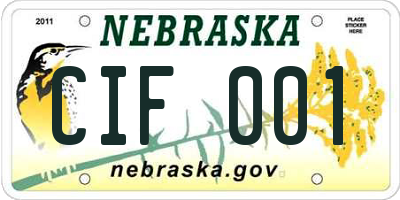 NE license plate CIF001