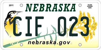 NE license plate CIF023