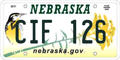 NE license plate CIF126
